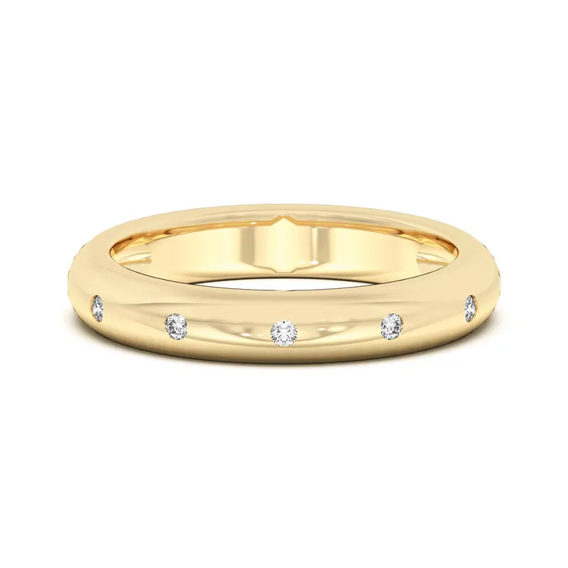 Obrączka Ślubna Petite Dome Accented Laboratoryjny Diament 585 Żółte Złoto (14K)