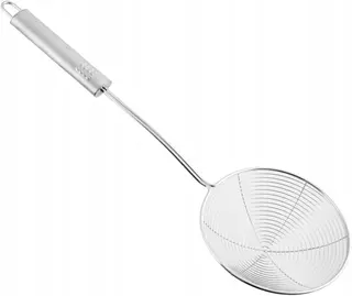 ŁYŻKA CEDZAKOWA 38 CM SREBRNA ERGONOMICZNA WYTRZYMAŁA
