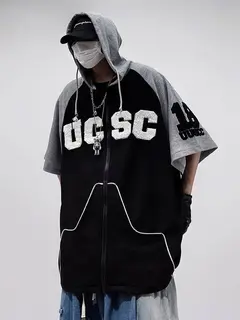 Unisex Hoodies Hip Hop Style Cardigan Hooded Half Sleeve Shirt Oversize Loose Plus Size Man Women Short Sleeve T Shirt