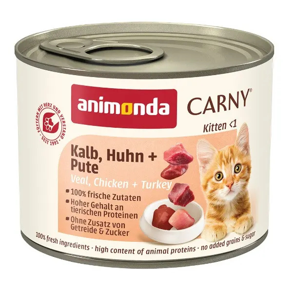 ANIMONDA Carny Kitten Cielęcina, kurczak, indyk - mokra karma dla kota - 200g