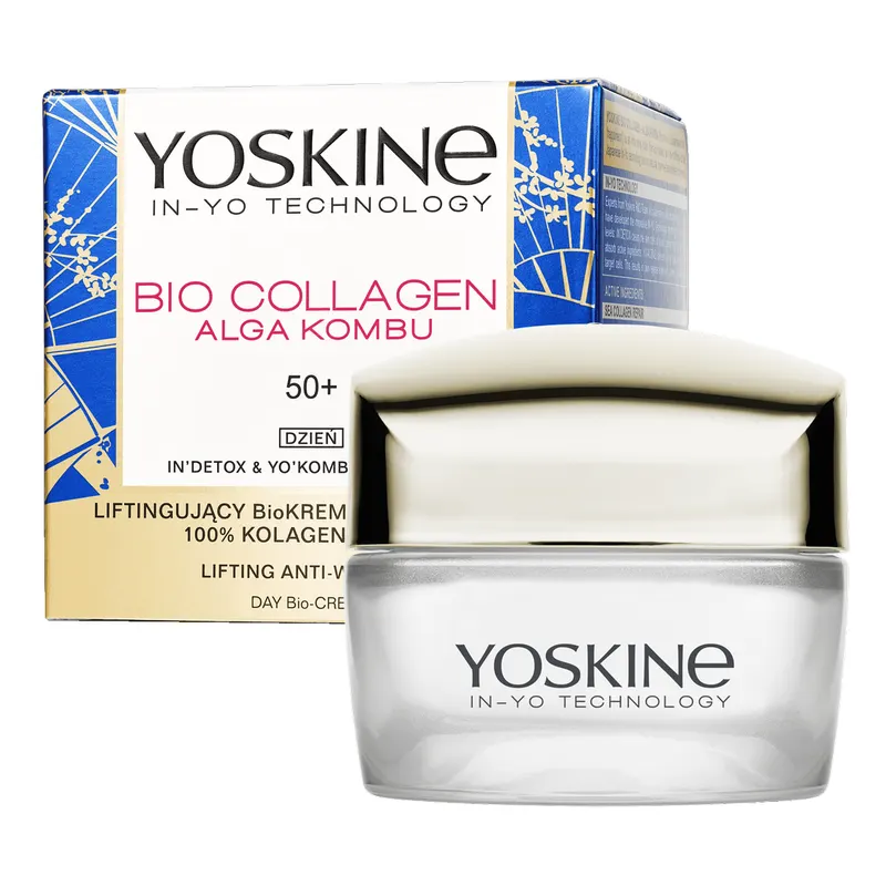 Yoskine Bio Collagen krem do twarzy na dzień 50+ z kolagenem morskim, algą Kombu, korzeniem cykorii i olejem macadamia 50 ml