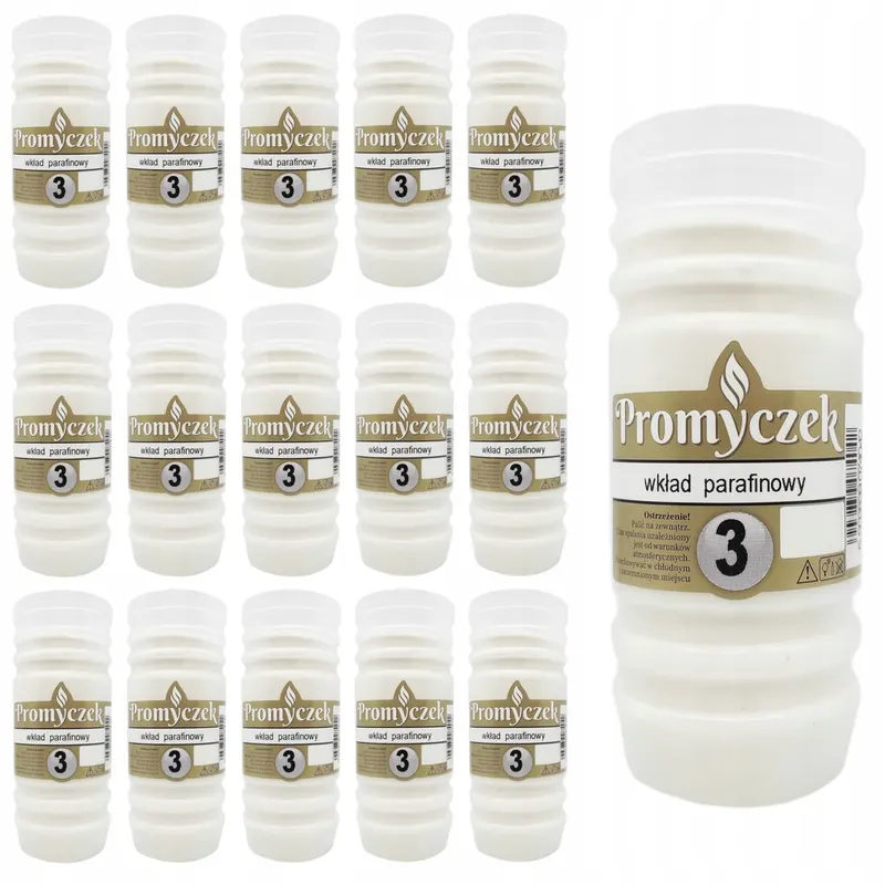 Wkłady parafinowe do zniczy Promyczek 3d 72h 15szt.
