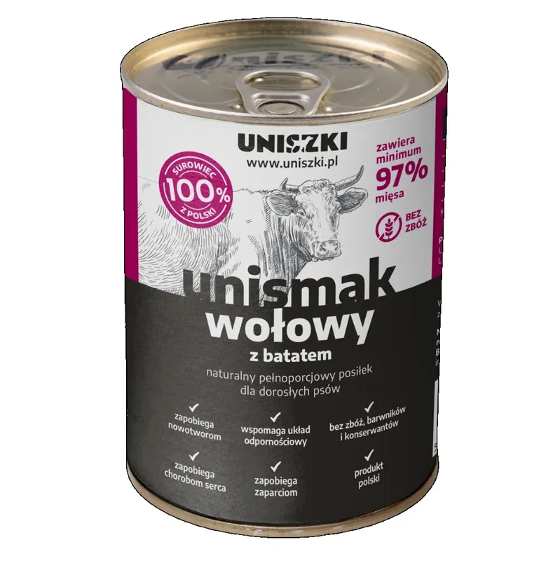 UNISZKI UNIsmak wołowy z batatem - mokra karma dla psa - 400g