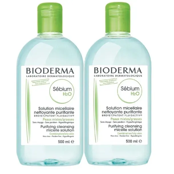 x2 Bioderma Sebium H2O płyn micelarny do skóry tłustej i mieszanej 500ml