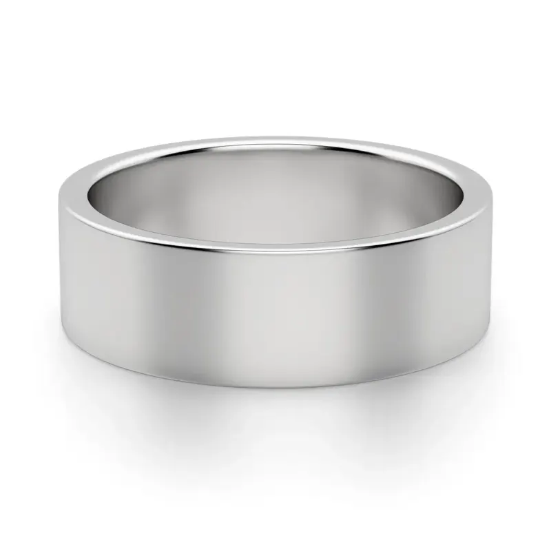 Klasyczna Męska Obrączka Ślubna Flat 6 MM 585 Białe Złoto (14K)