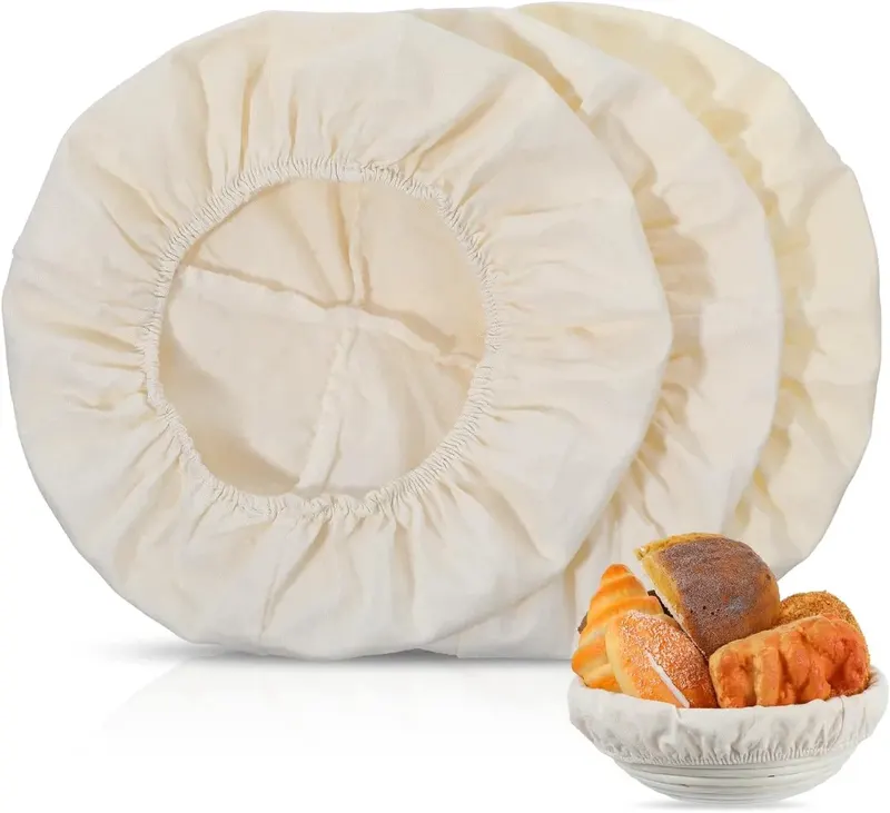 KOSZYKI DO PIECZENIA CHLEBA 3 SZT LNIANE WKŁADKI PŁÓTNO