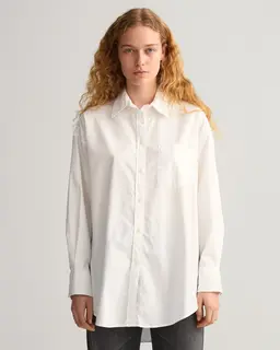 Gant Bawełniana Koszula Damska Z Długim Rękawem Oversize Fit Biała