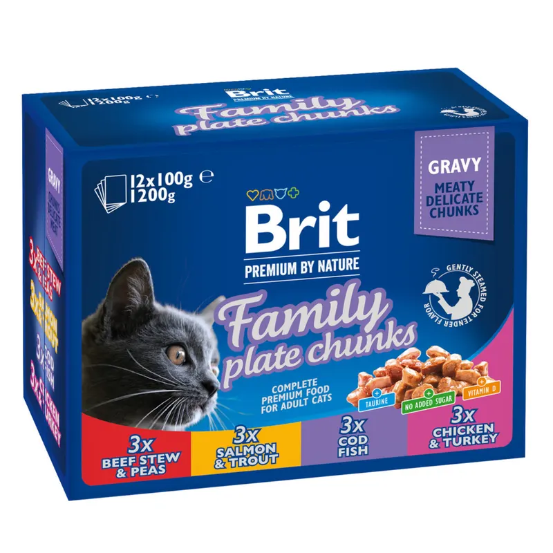 Brit Premium Cat, 12 x 100 g - Family Plate
