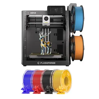 Drukarka 3D Flashforge AD5X, 4 kg, filament Mecpow High-Speed PETG – czerwony, niebieski, czarny i żółty