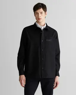 Gant Koszula Męska Z Nadrukiem Z Długim Rękawem Oversize Fit Czarna