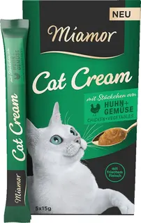 MIAMOR Cat Cream Pasta z kurczakiem i warzywami Box - przysmak dla kota - 5x15g
