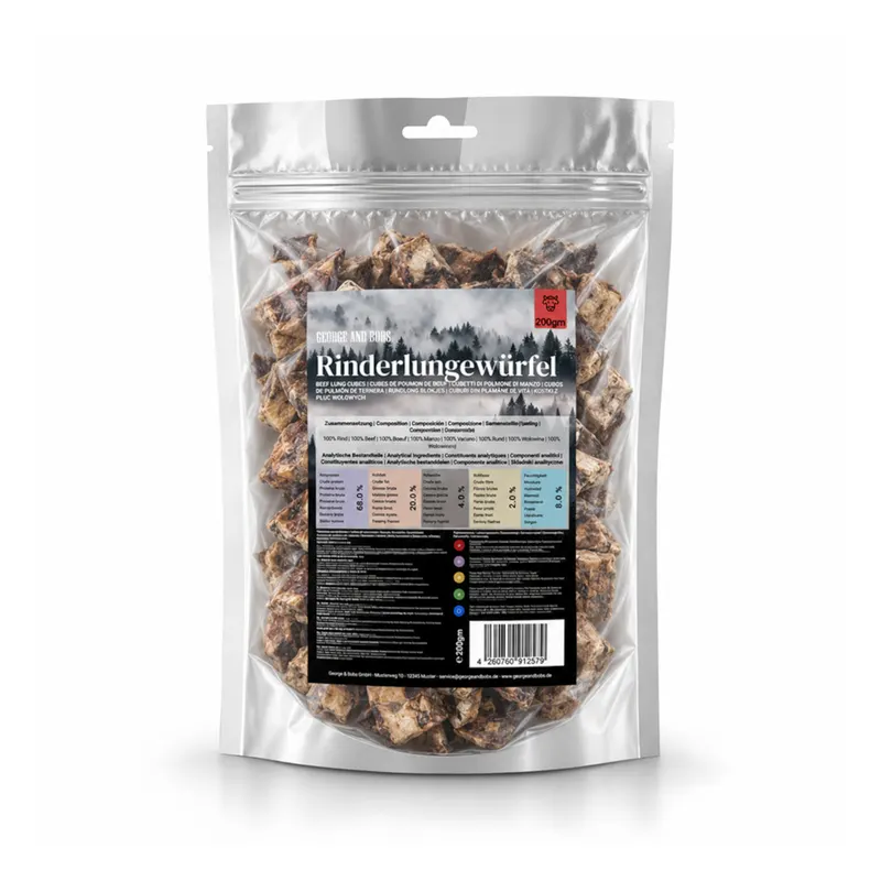 Korzystny pakiet George & Bobs przysmaki dla psów, 3 x 200 g - Kostki z płuc wołowych