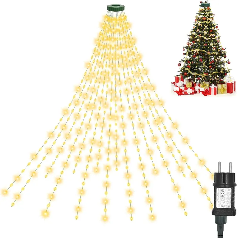 Łańcuch świetlny na choinkę 2,5 m 400 diod LED ciepła biel 8 trybów