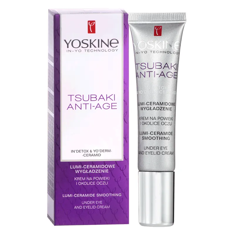 Yoskine Tsubaki Anti-Age krem pod oczy z ceramidami, olejem Tsubaki, Illumi-Eye i Centella Asiatica 15 ml