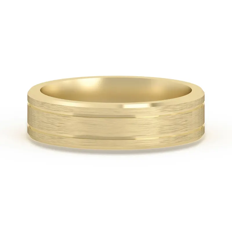 Klasyczna Double Channel Satenowa Finish Obrączka Ślubna 5 MM 585 Żółte Złoto (14K)