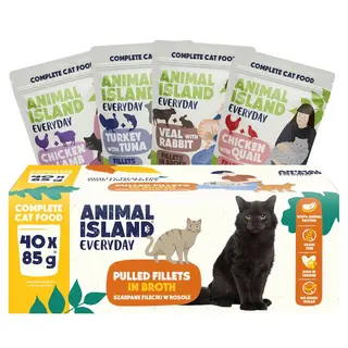 ANIMAL ISLAND Everyday Fillets in broth Box - mokra karma dla kota - 40x85g