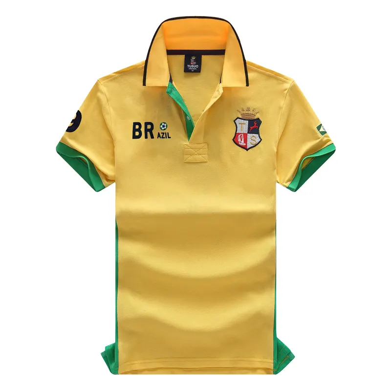 TS Brazil Men's Polo T Shirt Short-sleeved Embroidery Loose Letters Sports Football Golf Fans Popular Summer Collar Tee Shirt