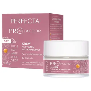Perfecta Pro Age Factor Krem aktywnie wygładzający na dzień z 5 bioaktywnymi czynnikami wzrostu i 4P Complex 50 ml