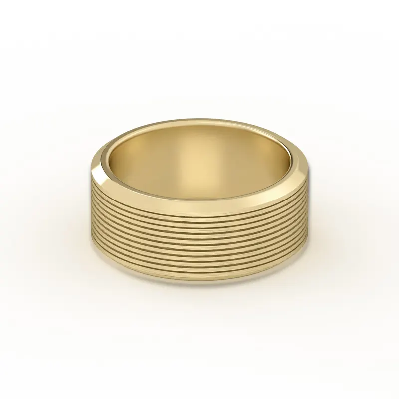 Teksturowana Obrączka Ślubna Edge Satin Finish 585 Żółte Złoto (14K) 8 MM