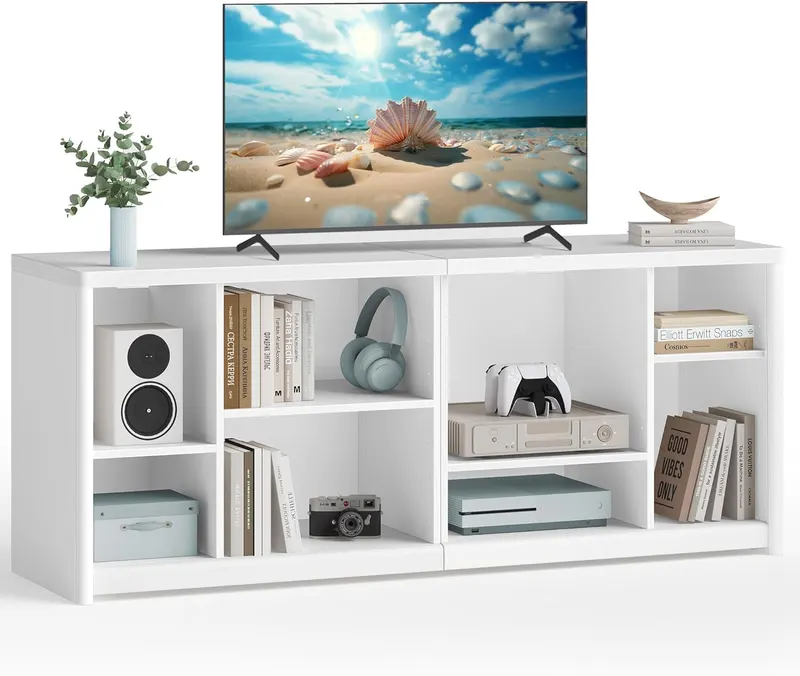 Szafka RTV pod telewizor nowoczesna z półkami TV Do Salonu 147x40x60 BIAŁA