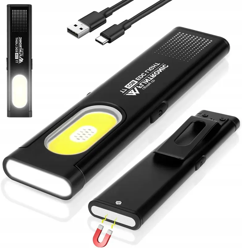 LAMPA ROBOCZA LED MINI COB Z MAGNESEM I KLIPSEM TYPE C 6 TRYBÓW 450LM