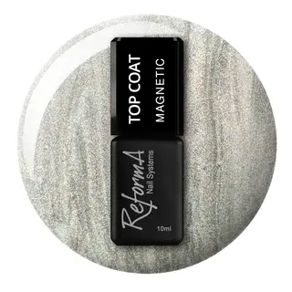 Magnetic Top Coat, 10 ml - Magnetyczny, holo, cat eye, kocie oko top hybrydowy na magnes