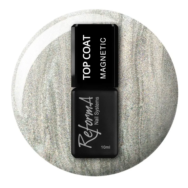 Magnetic Top Coat, 10 ml - Magnetyczny, holo, cat eye, kocie oko top hybrydowy na magnes