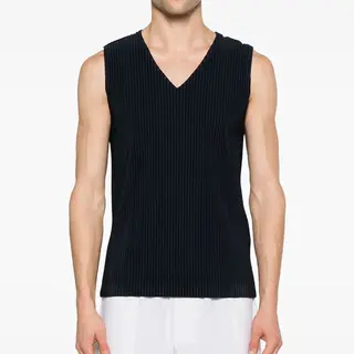 ISSEY Premium Design Ruffled Base Layer Shirt V-Neck Blouse Jacket Men