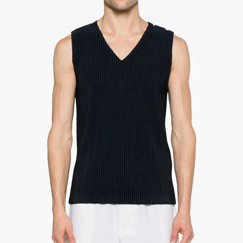 ISSEY Premium Design Ruffled Base Layer Shirt V-Neck Blouse Jacket Men