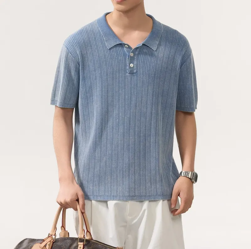 2026 Summer New Cotton Seagull Collar Short-sleeved Polo Shirt Men's Loose Casual Lapel Half-sleeved T-shirt