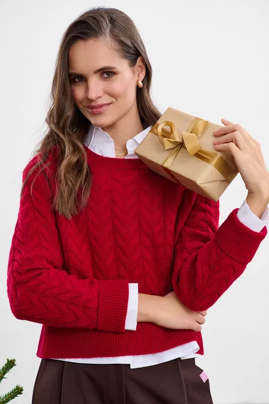 Wełniany sweter Cranberry Wine XL