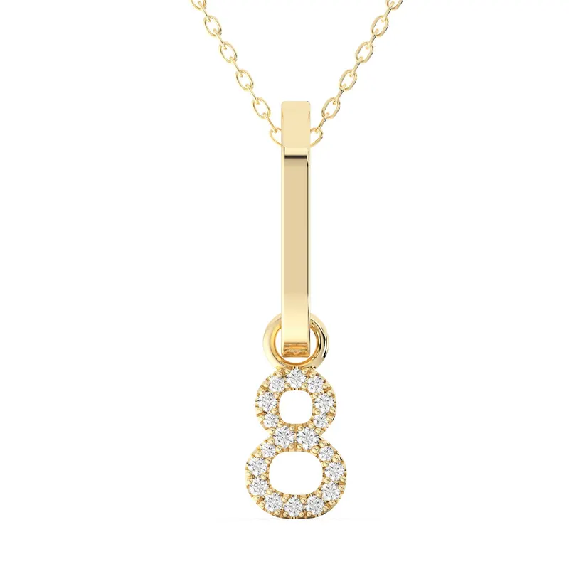 Wisiorek Numer "8" Laboratoryjny Diament 585 Żółte Złoto (14K)