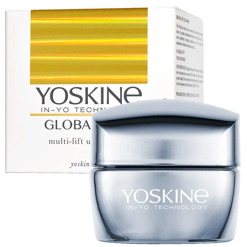 Yoskine Global Lift. multiliftingująca ultra maska do twarzy z technologią 4D Global-Lift™, kwasem hialuronowym, betainą, oligosacharydami z cykorii i algami 50 ml