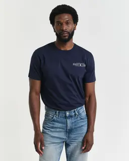 Gant T-Shirt Męski Z Nadrukiem İ Okrągłym Kołnierzykiem Regular Fit