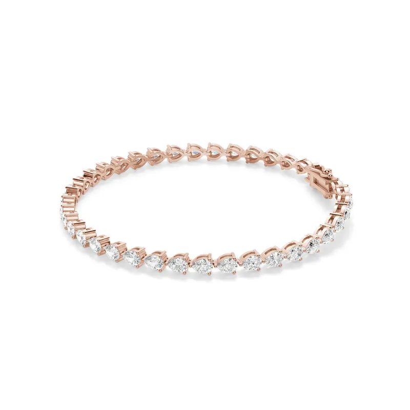 3 Prong Gruszka Tenisowa Bransoletka s Laboratoryjnym Diamentem 8.00 krt z 14K (585) różowego złota