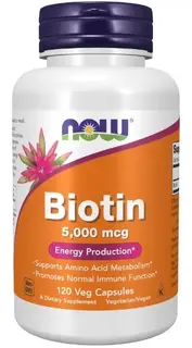 BIOTYNA BIOTIN NOW FOODS ZDROWE WŁOSY 5MG 5000mcg 120 KAPUŁEK