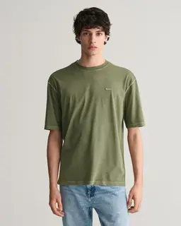 Gant Bawełniany T-Shirt Męski Z Nadrukiem Relaxed Fit Zielony