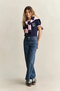 Gant T-Shirt Yale Damski Slim Fit Granatowy