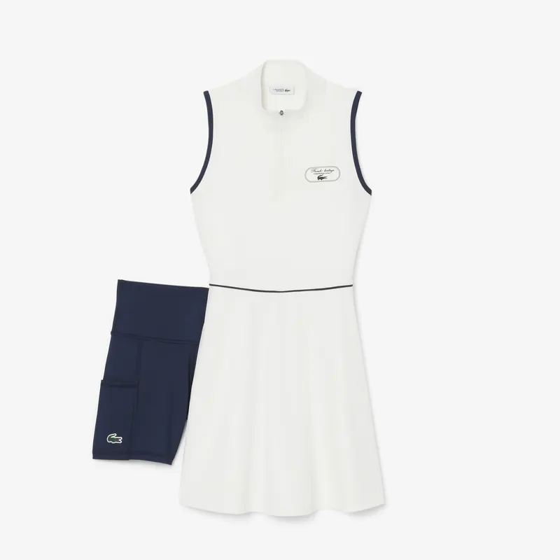 Lacoste Sukienka Tenisowa Heritage Ultra Dry Z Naszywką Biała
