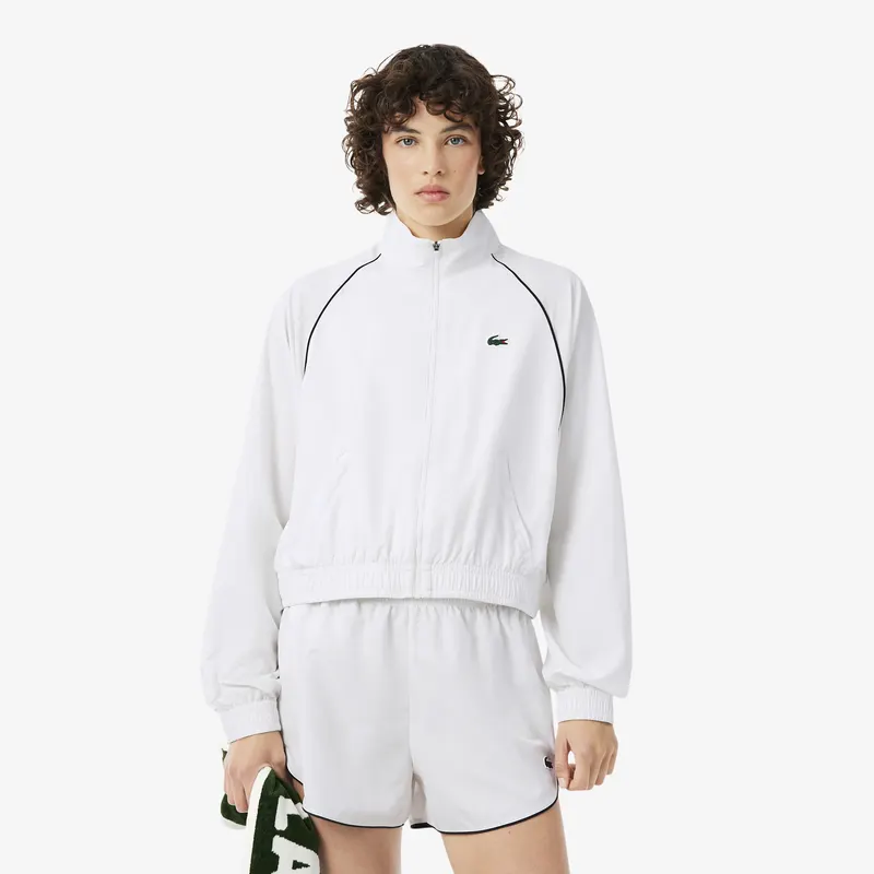 Lacoste Sportowa Kurtka Wodoodporna Z Kontrastowym Wykończeniem Czarna
