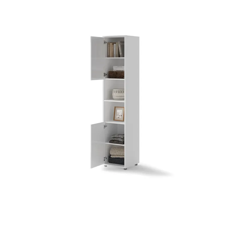 Szafka Bed Concept BC-08 | 45x218X46 cm | Biały Połysk | Biały połysk szafka Lenart | do sypialni | praktyczna | nowoczesna