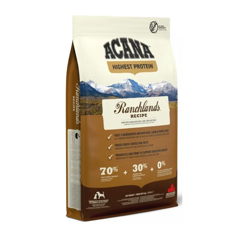 ACANA Highest Protein Ranchlands - sucha karma dla psa - 11,4 kg