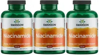 3 x Swanson Niacinamide 500mg 250 kaps Zmęczenie Zdrowe błony śluzowe