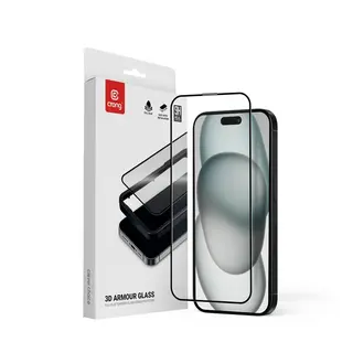 CRONG 3D Armour Glass - Szkło hartowane 9H Full Glue do iPhone 16 / iPhone 15 + ramka instalacyjna