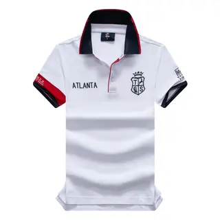 TS New Men's Polo Shirt Classic Atlanta Embroidery White Male Clothing Short-sleeved Loose Golf Collar T-shirt