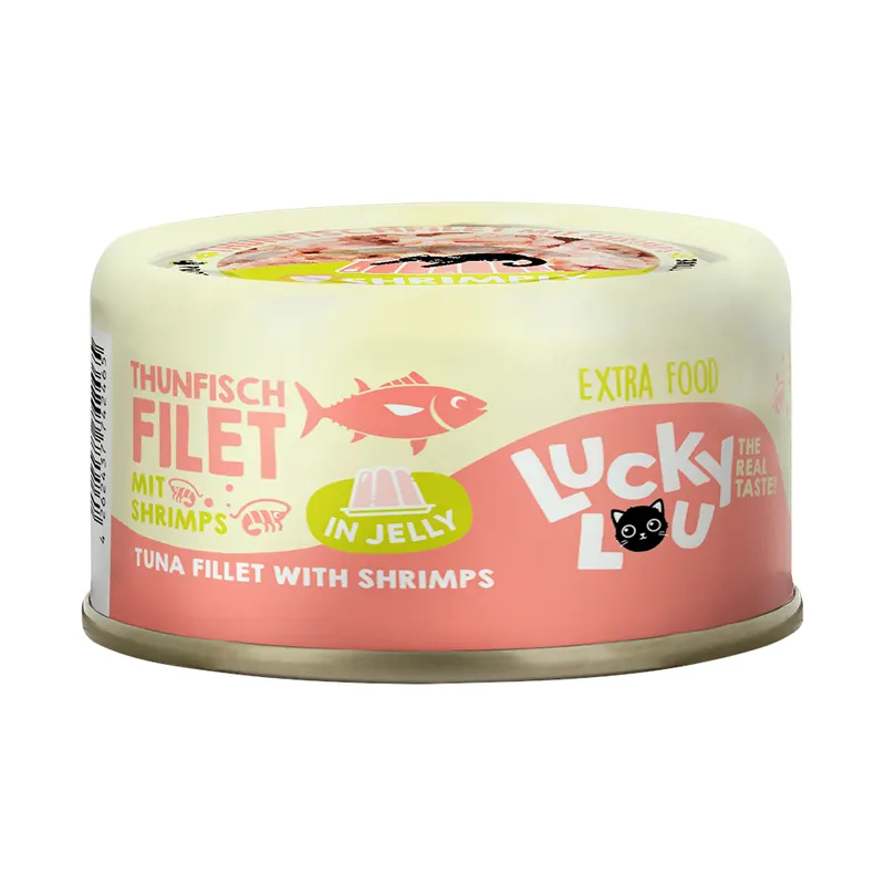 Lucky Lou Extra Food w galarecie, 12 x 70 g - Filet z tuńczyka z krewetkami