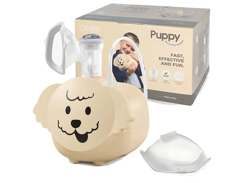 Inhalator dziecięcy FLAEM Puppy nebulizatorem RF8 + 2 maski Beżowy