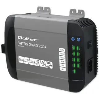 Qoltec Inteligentna ładowarka Monolith do akumulatorów LiFePO4 AGM GEL SLA | 20A | 12V