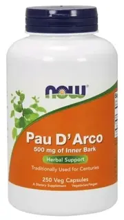 NOW FOODS PAU D' ARCO 500mg 250 VCAPS WSPARCIE JELIT