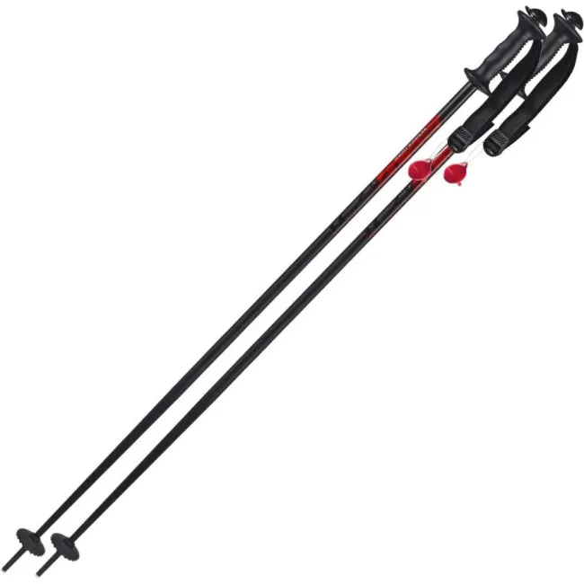 Komperdell Alpine kij narciarski z piersiówką, kij narciarski, czarny/czerwony